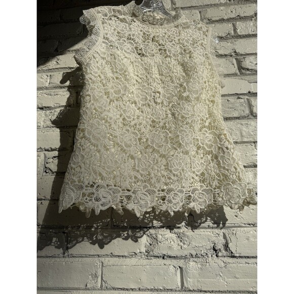 Nanette Lepore white lace sleeveless top Medium . NWT - Picture 4 of 14